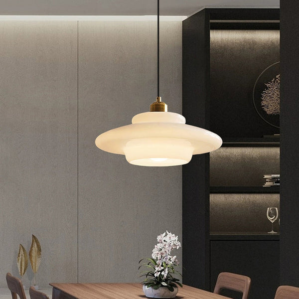 White elegance: minimalist elegant hanging lamp made of white glass 1