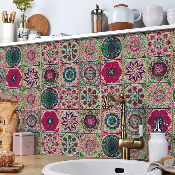 Decorative Tile Set | 24-Piece Mandala Design for Artistic Home Decor