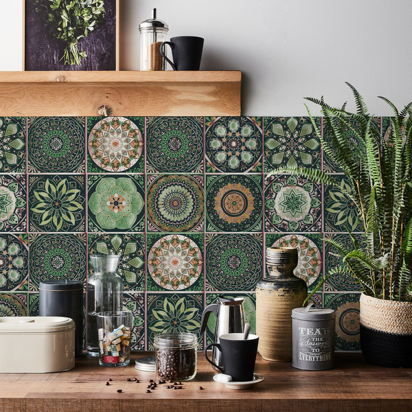 Decorative Tile Set | 24-Piece Mandala Design for Artistic Home Decor