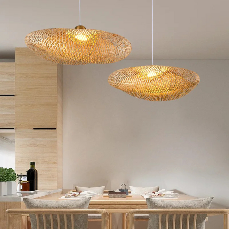Rattan Chandelier | Boho-Style Pendant Light with Natural Texture