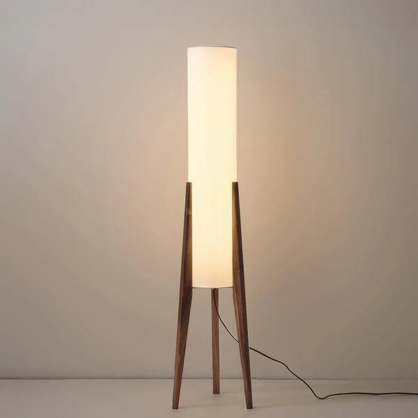 LED Floor Lamp with Walnut Wood Base | Minimalist Tall Design