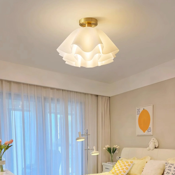 Ceiling Light Fixture | Sculpted Folded Design in Copper