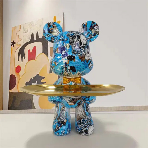 Urban Bear Statue | Graffiti Style Decorative Tray Figure