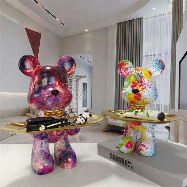 Urban Bear Statue | Graffiti Style Decorative Tray Figure