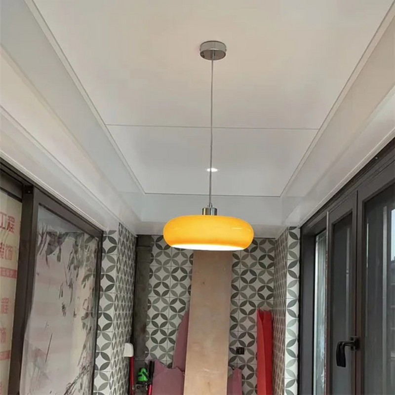 Ceiling Light | Nordic LED Pendant with Glass and Wood Design