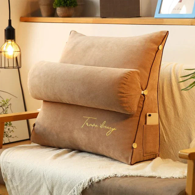 Wedge Pillow with Ergonomic Design and Side Pockets for Back Support-5