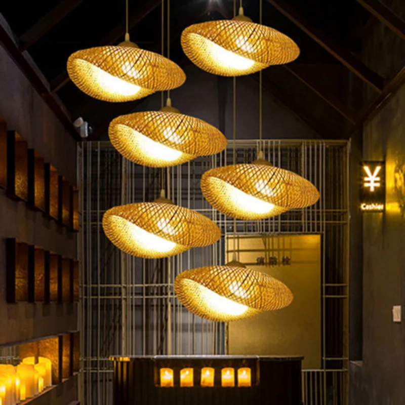 Rattan Chandelier | Boho-Style Pendant Light with Natural Texture