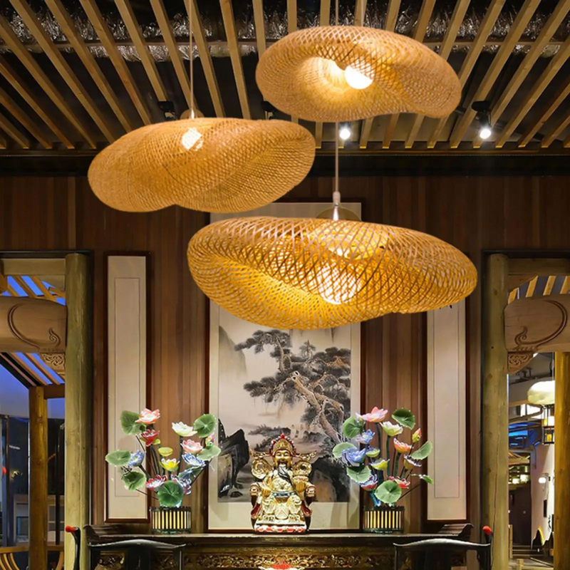 Pendant Light | Vintage Bamboo Ceiling Light with Energy-Saving LED