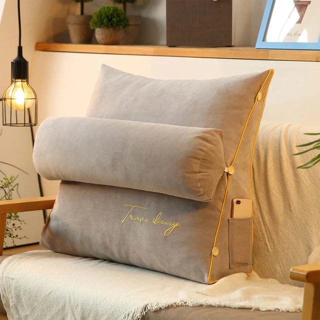 Wedge Pillow with Ergonomic Design and Side Pockets for Back Support-4