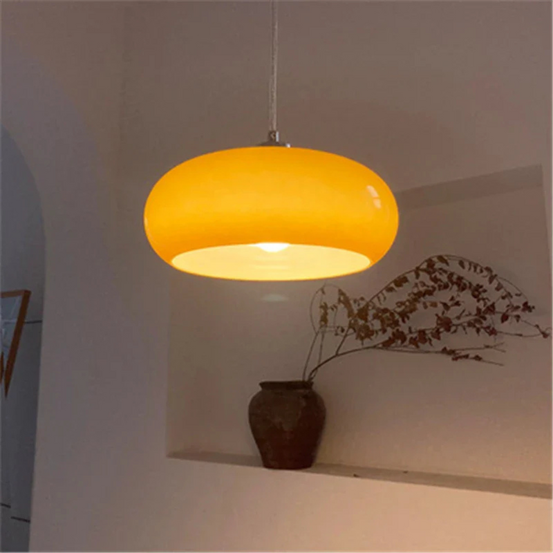 Ceiling Light | Nordic LED Pendant with Glass and Wood Design