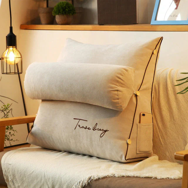 Wedge Pillow with Ergonomic Design and Side Pockets for Back Support-3