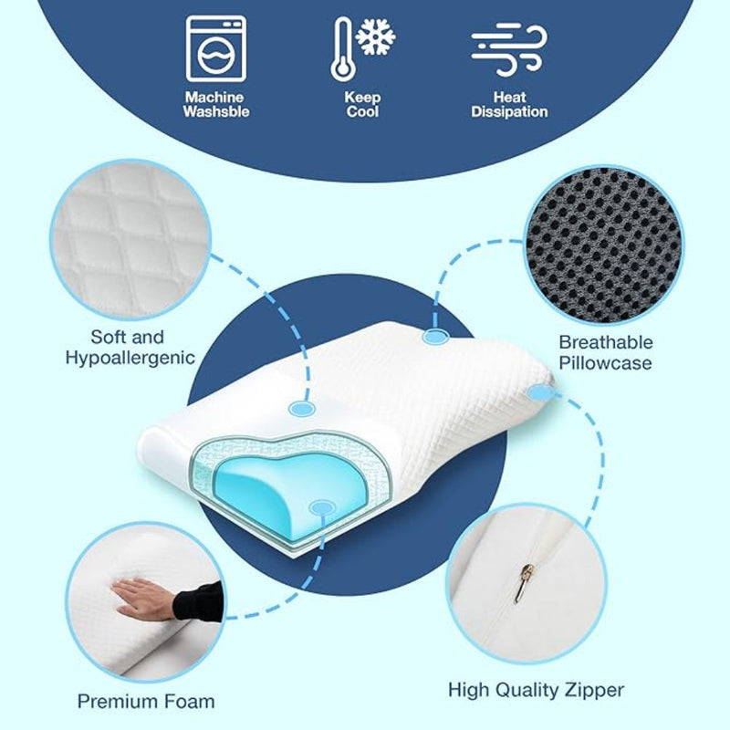 Orthopedic Pillow for Snoring Relief with Cooling Gel Memory Foam Support 4