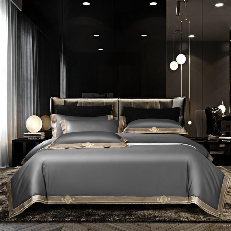 Orlena | Embroidered Egyptian Cotton Duvet Cover Set