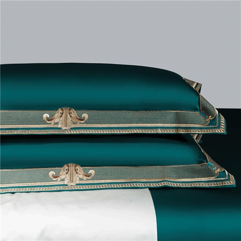 Orlena | Embroidered Egyptian Cotton Duvet Cover Set