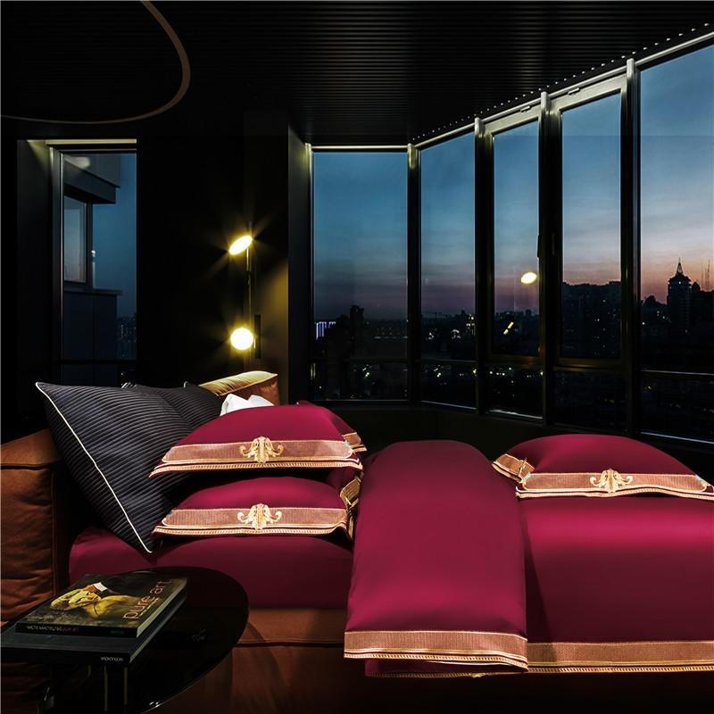 Orlena | Embroidered Egyptian Cotton Duvet Cover Set