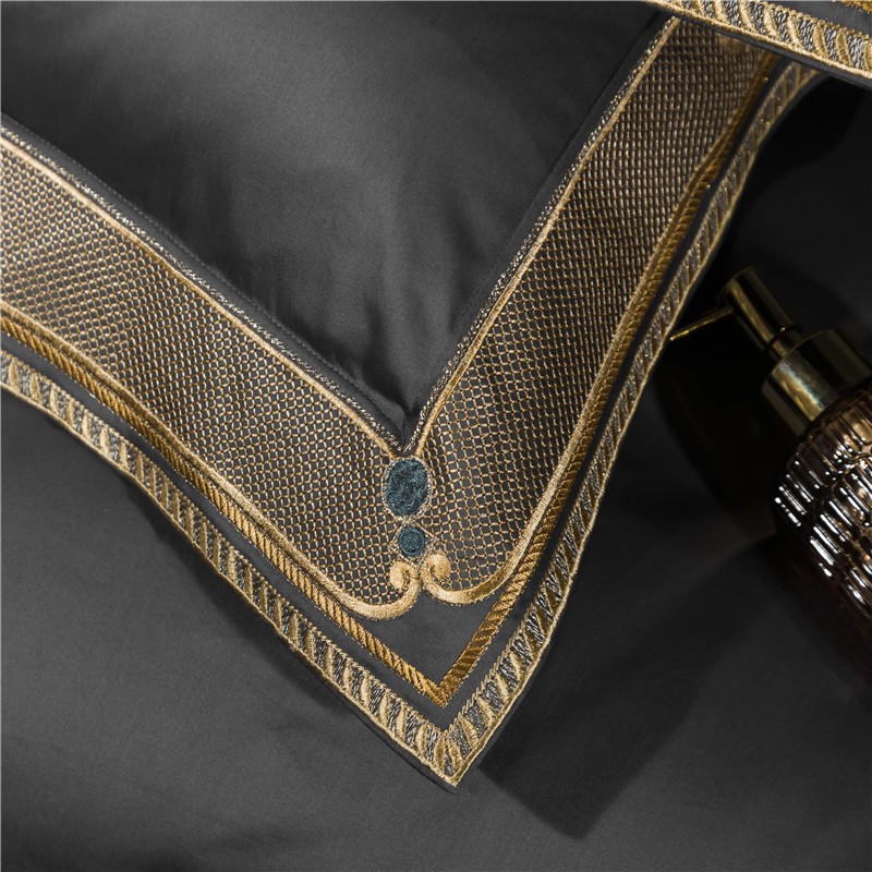 Orlena | Embroidered Egyptian Cotton Duvet Cover Set