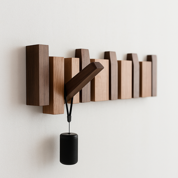 Wooden Wardrobe Stand With Piano Key Design And Elegant Hooks 2