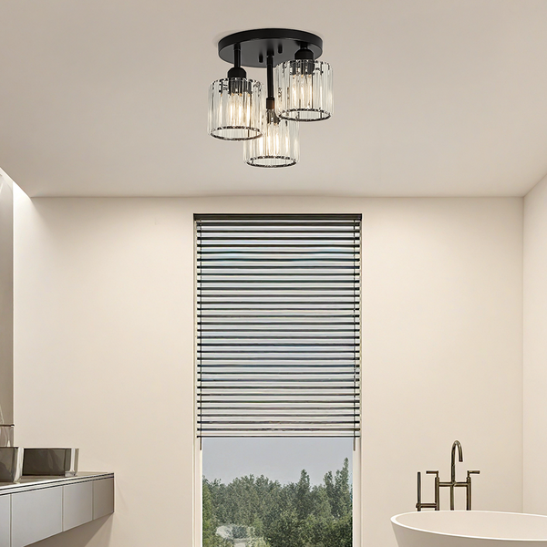 Modern Crystal Semi Flush Bedroom Ceiling Lights 0