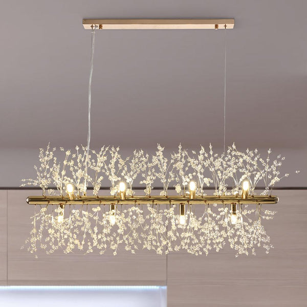 Modern linear chandelier with 12 lights made of crystal 1