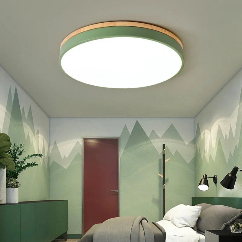 Ceiling Light Fixture | Nordic Minimalist Flush Mount Design with Natural Wood Accents 3