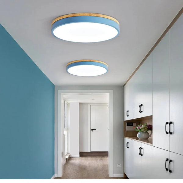 Ceiling Light Fixture | Nordic Minimalist Flush Mount Design with Natural Wood Accents 2