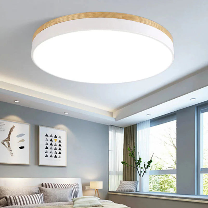 Ceiling Light Fixture | Nordic Minimalist Flush Mount Design with Natural Wood Accents 6