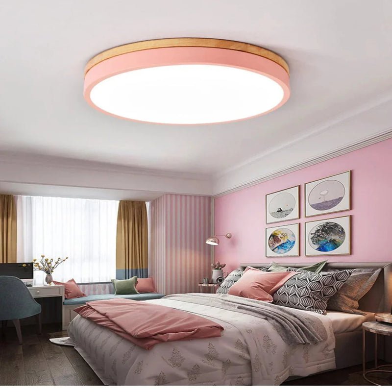 Ceiling Light Fixture | Nordic Minimalist Flush Mount Design with Natural Wood Accents 4