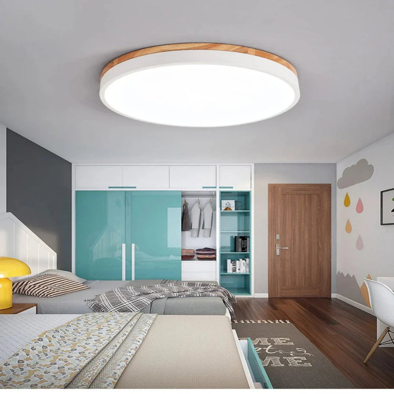 Ceiling Light Fixture | Nordic Minimalist Flush Mount Design with Natural Wood Accents 5