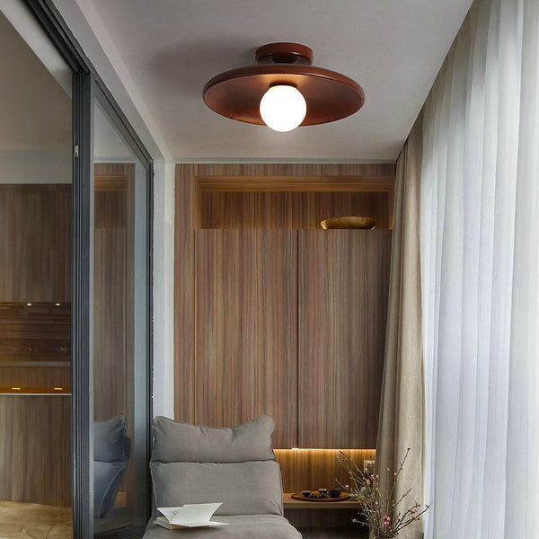 Nordic Wood Minimalist Round Hallway Ceiling Light 0