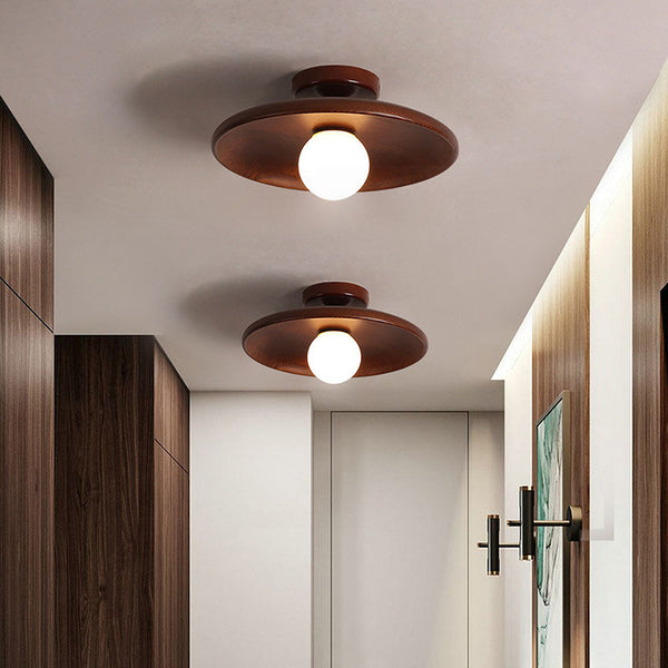 Nordic Wood Minimalist Round Hallway Ceiling Light 1