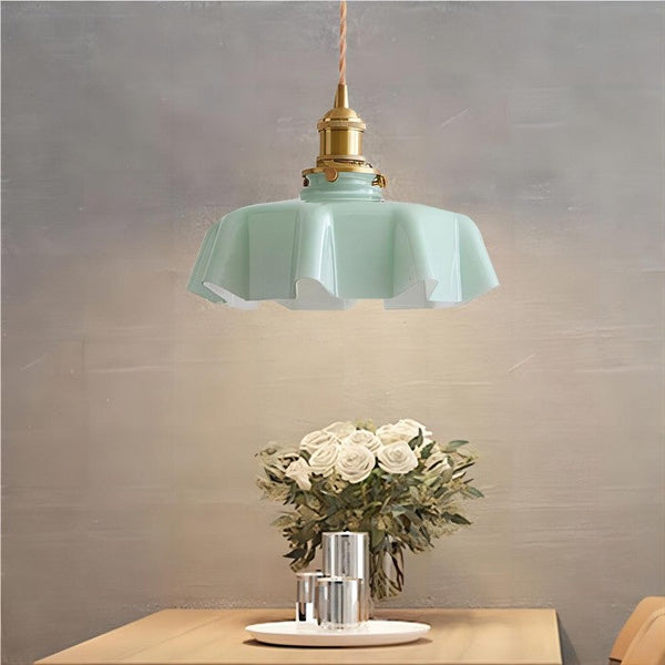 Retro Glass Flower Cream Hanging Lamp 1