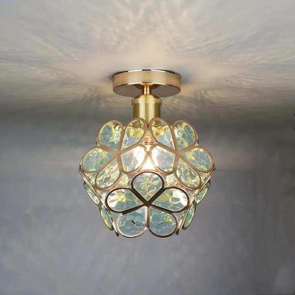 Floral Crystal Ceiling Light | Artistic Glass Elegance