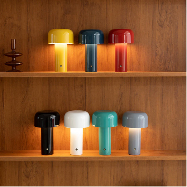 Cordless Mushroom Table Lamp | Dimmable LED with Modern Shape