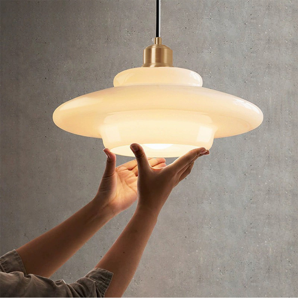 White elegance: minimalist elegant hanging lamp made of white glass 2