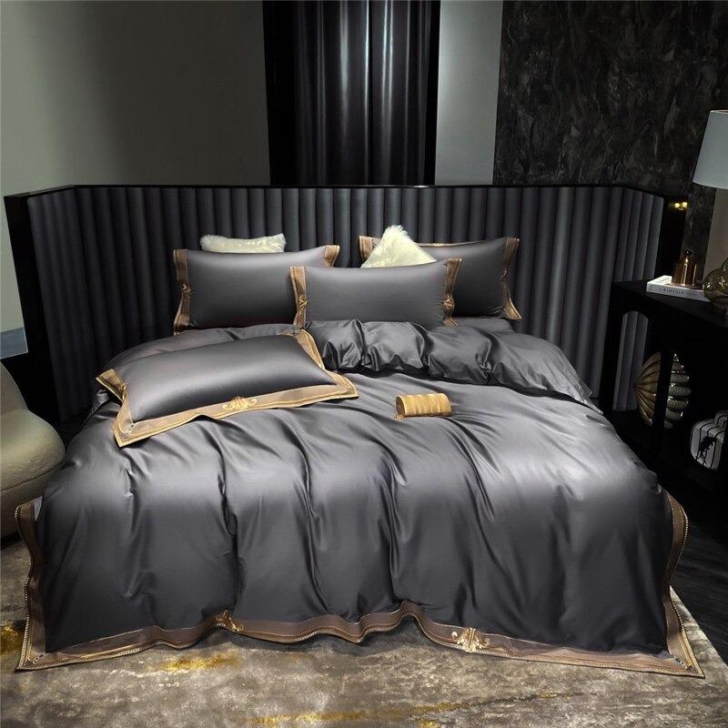 GrigioElegance | Embroidered Duvet Cover Set – 1000 TC Egyptian Cotton Luxury