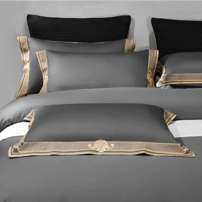 GrigioElegance | Embroidered Duvet Cover Set – 1000 TC Egyptian Cotton Luxury