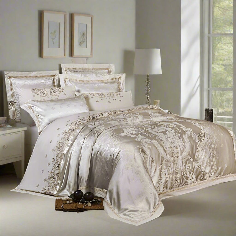 LarouxLuxe | Jacquard Duvet Cover Set – Egyptian Cotton Sateen Elegance