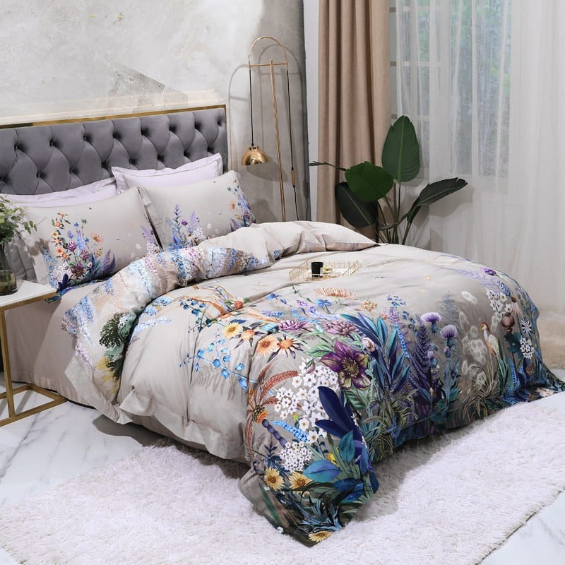 FloraLuxe | Egyptian Cotton Bed Linen Collection – 600 TC Botanical Elegance