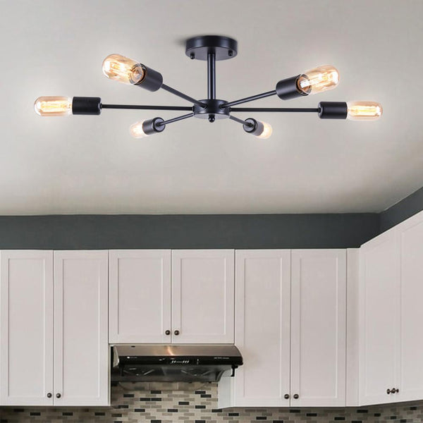 Ceiling Light Fixture | Adjustable Sputnik Flush Mount LED Ceiling Light with Six Bulbs 1