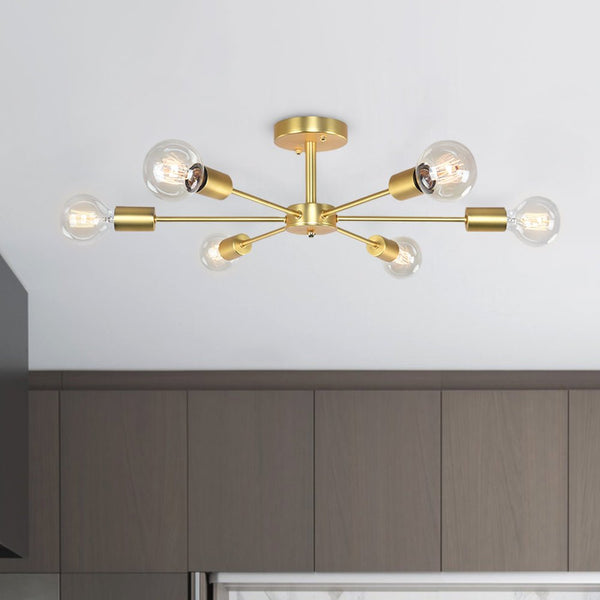 Ceiling Light Fixture | Adjustable Sputnik Flush Mount LED Ceiling Light with Six Bulbs 2
