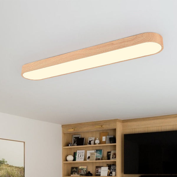 Flush Mount Ceiling Light Fixture with Adjustable LED Color Temperature and Wood Grain Design 1