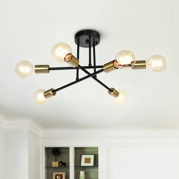 Flush Mount Ceiling Light Fixture with Six Bulbs and Dimmer Switch 2