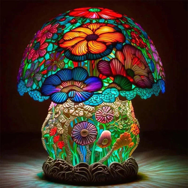 Table Lamp With Stained Glass Design | Artistic Table Lamps For Living Room-3