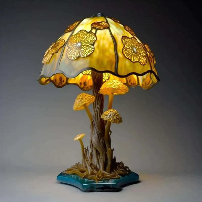 Table Lamp With Stained Glass Design | Artistic Table Lamps For Living Room-6