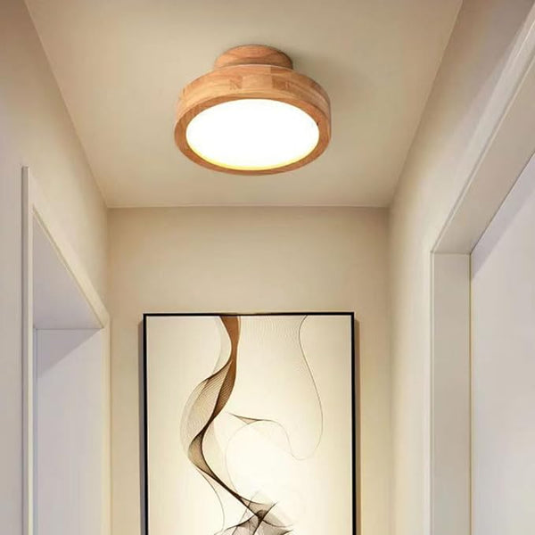 Wood glow: modern LED ceiling lamp with natural wooden frame 2